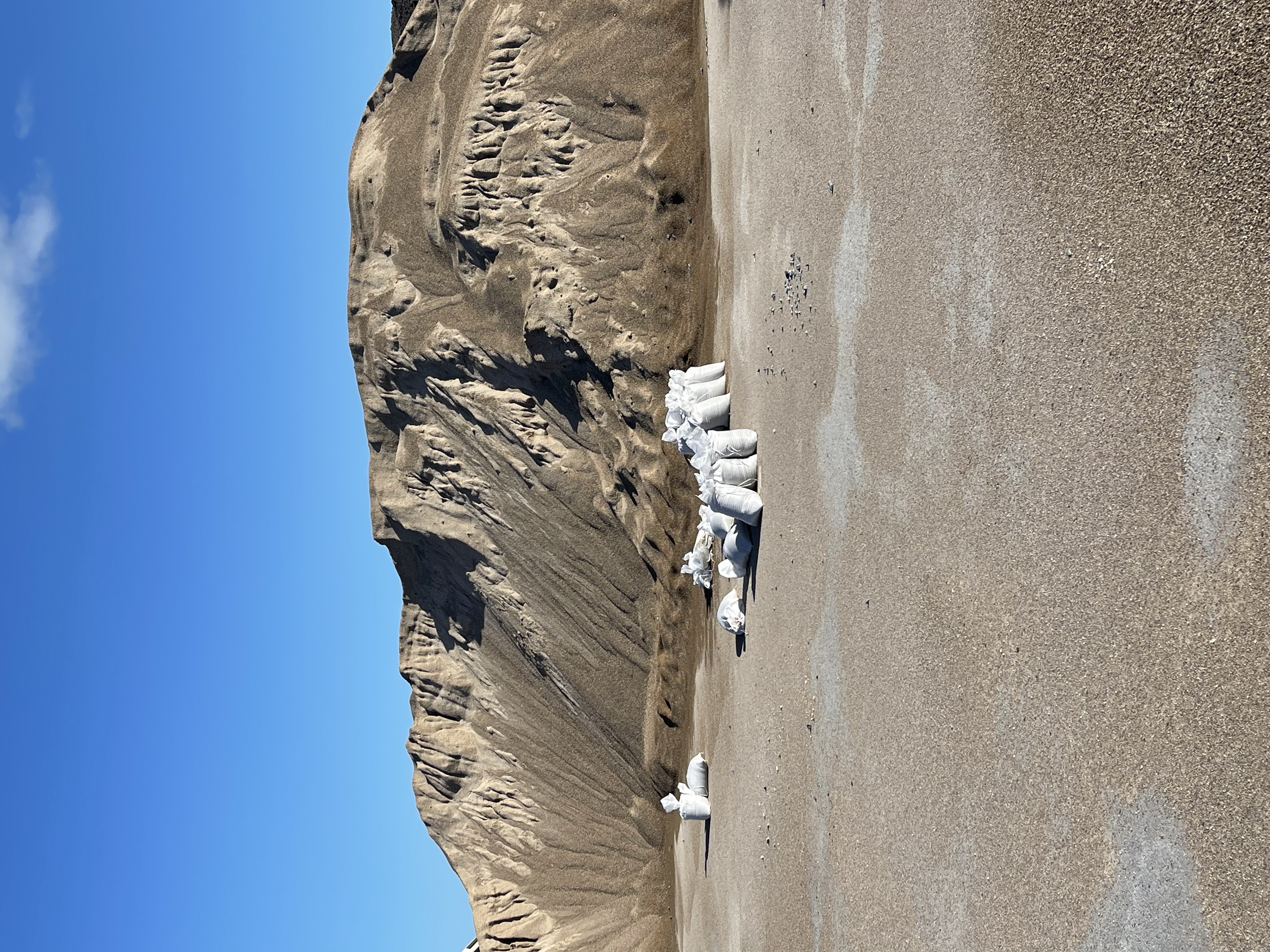 Landscaping sand, cushion sand and screened fill dirt stockpile